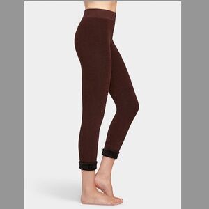 Lemon chocolate brown faux-fur cuff legging NWT